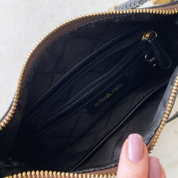 NWOT! New Michael Kors Lexington logo crossbody bag / purse, black brown gold - Picture 13 of 16